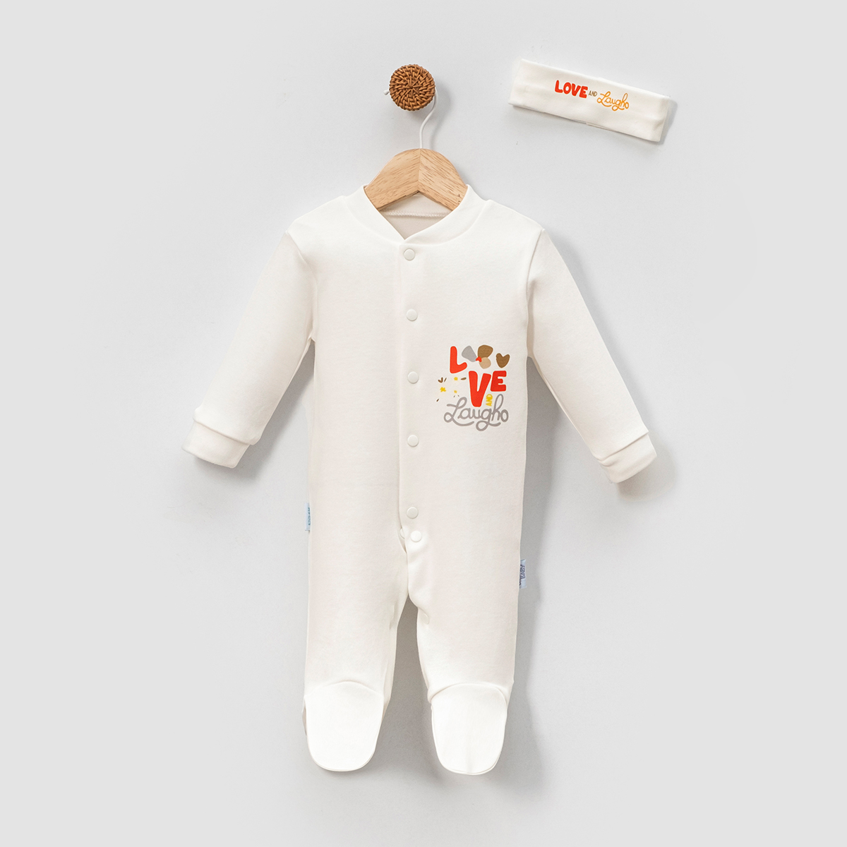 Önü Açık Bebe  love  Baskılı Tulum 