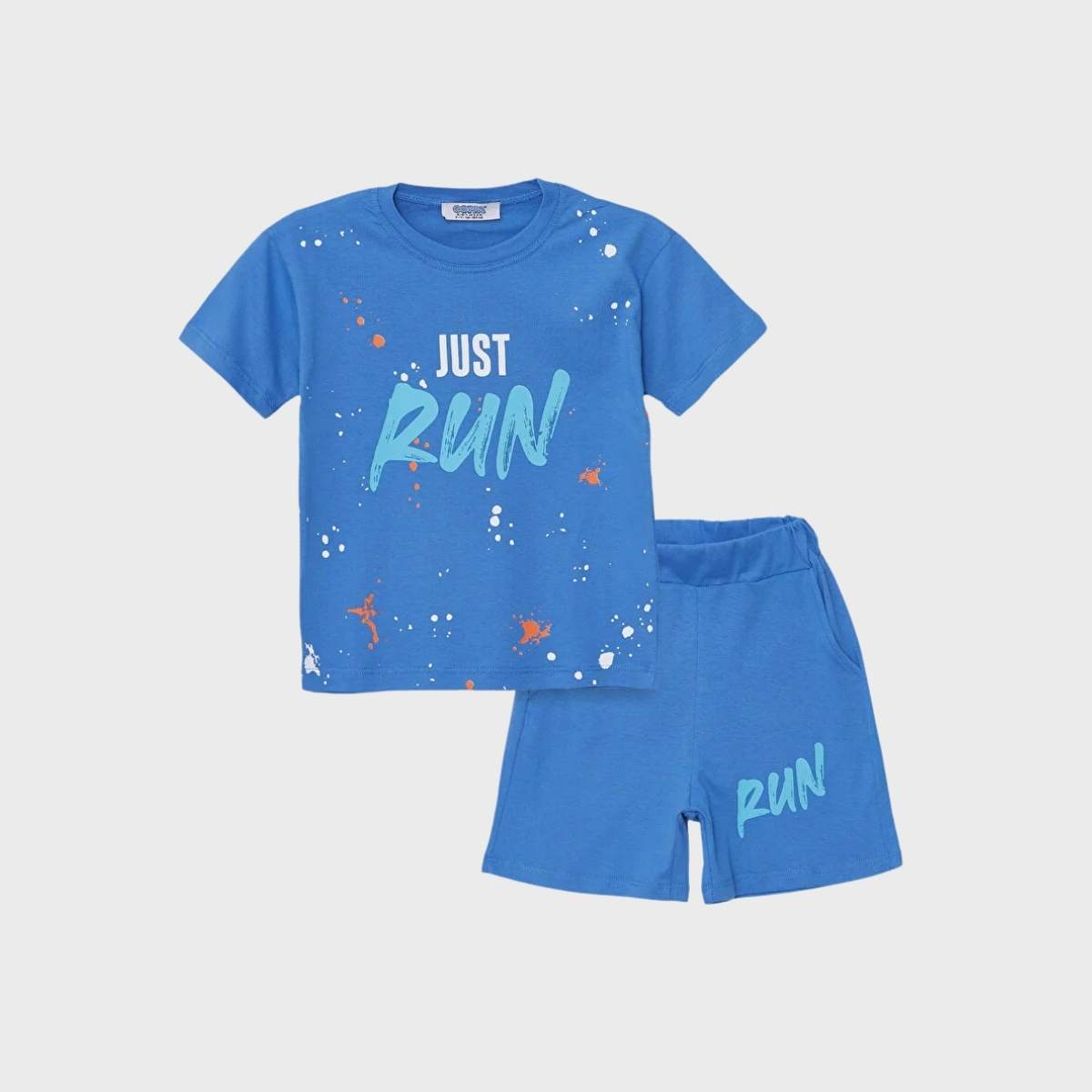 Run Baskılı Şortlu Tişörtlü takım 